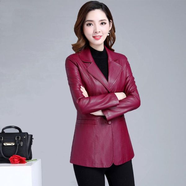 women's suits & blazers spring autumn women pu leather slim jacket solid coat, White;black