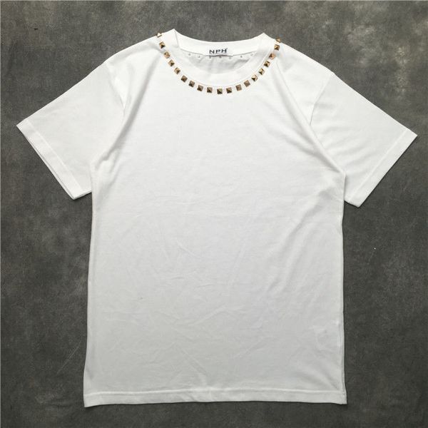 neckline solid rivet men's and women's net red same couple loose neutral summer fashion brand leisure color short sleeve t-shirt, White;black
neckline solid rivet men's and women's net red same couple loose neutral summer fashion brand leisure color short sleeve t-shirt, White;black