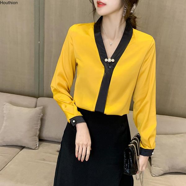 women's blouses & shirts houthion long sleeve blouse pure color stitching v-neck shirt fashion korean casual comfortable plus size sil, White
women's blouses & shirts houthion long sleeve blouse pure color stitching v-neck shirt fashion korean casual comfortable plus size sil, White