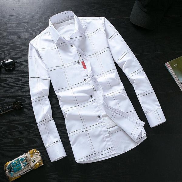 men's casual shirts long-sleeved striped printed shirt slim lapel single-breasted simple fashion white plaid man spring summer, White;black
men's casual shirts long-sleeved striped printed shirt slim lapel single-breasted simple fashion white plaid man spring summer, White;black