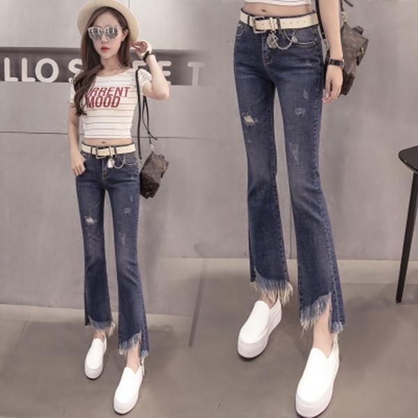 women's jeans 2021 spring korea fashion trend boyfriend split fork hole tassel flare skinny slim women denim female pants, Blue
women's jeans 2021 spring korea fashion trend boyfriend split fork hole tassel flare skinny slim women denim female pants, Blue