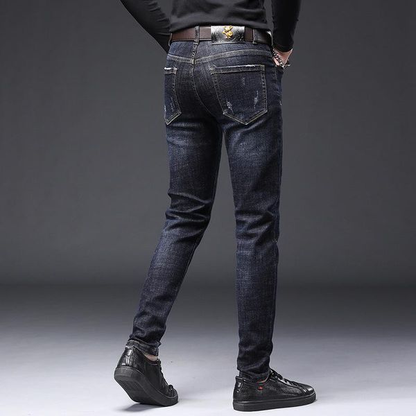 embroidered men's jeans pants fashion korean straight tube slim foot elastic wear, Blue
embroidered men's jeans pants fashion korean straight tube slim foot elastic wear, Blue