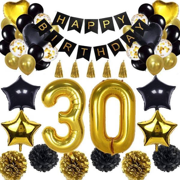 party decoration 30 40 50 years old birthday decor balloon set happy latex banner aluminum foil black gold
party decoration 30 40 50 years old birthday decor balloon set happy latex banner aluminum foil black gold