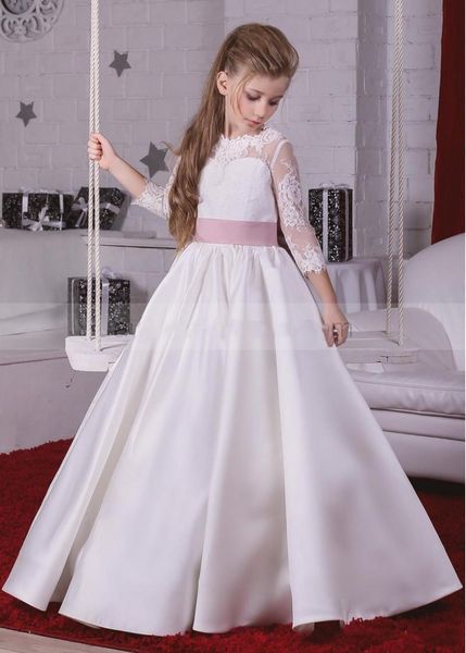 girl's dresses ivory lace satin flower girl dress with decorated buttons long sleeve princess first communion, Red;yellow
girl's dresses ivory lace satin flower girl dress with decorated buttons long sleeve princess first communion, Red;yellow