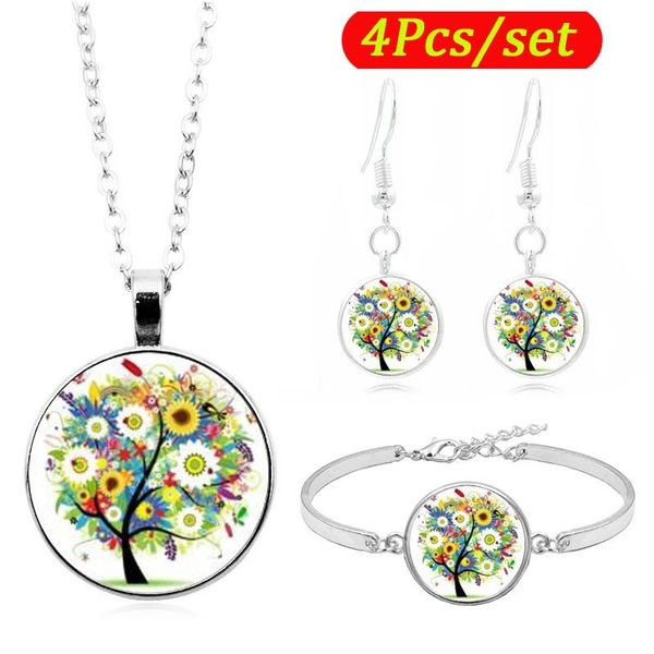 earrings & necklace multicolor tree of life po glass cabochon fashion jewelry set bracelet earring sets for women, Silver
earrings & necklace multicolor tree of life po glass cabochon fashion jewelry set bracelet earring sets for women, Silver