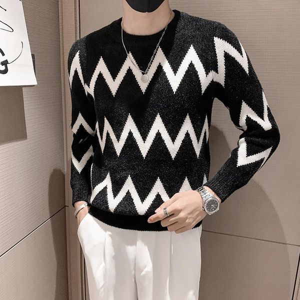 men's sweaters vetement homme water ripple printed slim fit knitted pullover sweater men autumn winter long-sleeve, White;black
men's sweaters vetement homme water ripple printed slim fit knitted pullover sweater men autumn winter long-sleeve, White;black