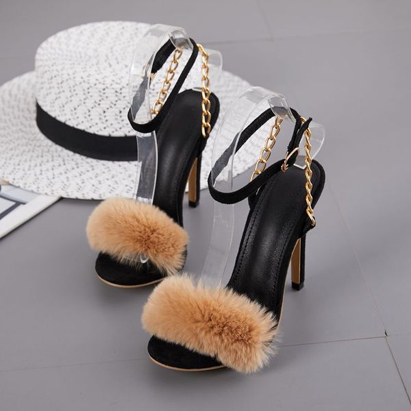 fashion women pumps 2021 summer ladies fur peep toe heels thin high heel chain sandals woman party dress pumps shoes, Black
fashion women pumps 2021 summer ladies fur peep toe heels thin high heel chain sandals woman party dress pumps shoes, Black