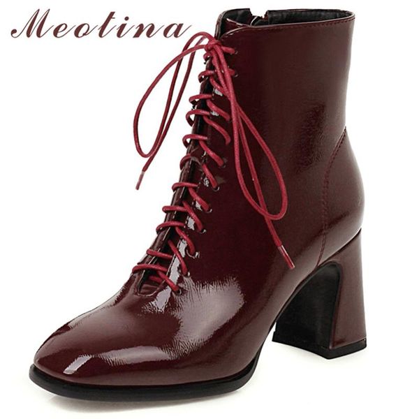 boots meotina women shoes fashion thick high heel platform ankle square toe lace up zipper ladies autumn brown 34-46, Black
boots meotina women shoes fashion thick high heel platform ankle square toe lace up zipper ladies autumn brown 34-46, Black