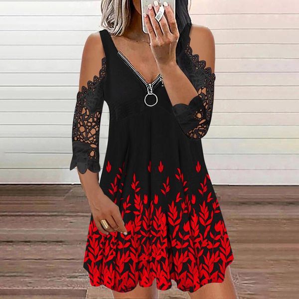 casual dresses women cold shoulder dress ladies lace v-neck short sleeve zipper floral print hollow out swiming mini, Black;gray
casual dresses women cold shoulder dress ladies lace v-neck short sleeve zipper floral print hollow out swiming mini, Black;gray
