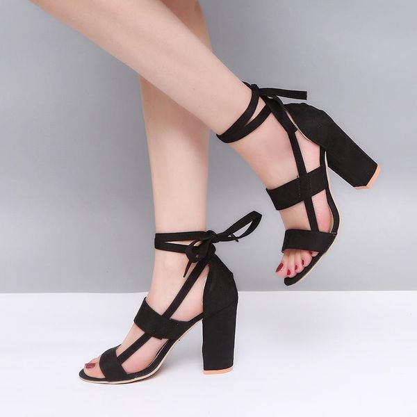 female shoes ankle strap high heels flock cross straps ladies thick heel 2021 fashion plus size women's wedding sandals, Black
female shoes ankle strap high heels flock cross straps ladies thick heel 2021 fashion plus size women's wedding sandals, Black