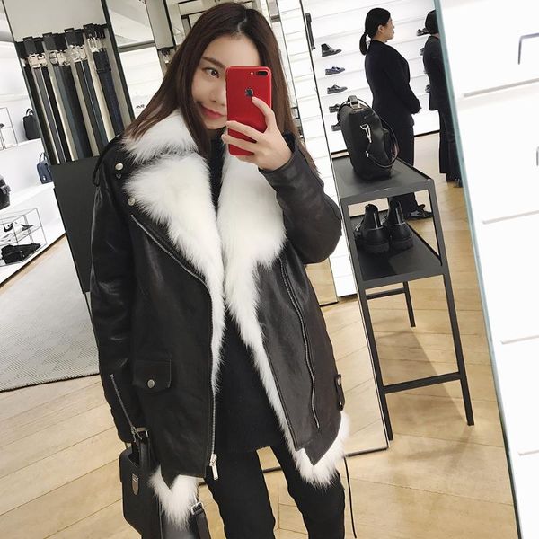 women's leather & faux fur bladder ma3 jia3 tanned graft female locomotive sent to overcome a clothes four in winter, Black
women's leather & faux fur bladder ma3 jia3 tanned graft female locomotive sent to overcome a clothes four in winter, Black