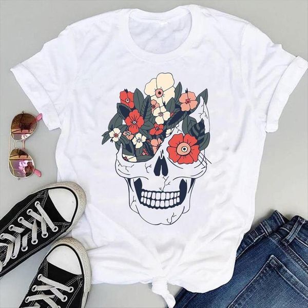 cartoon skull floral funny womens flower short sleeve graphic summer fashion print female clothes tees shirt, White
cartoon skull floral funny womens flower short sleeve graphic summer fashion print female clothes tees shirt, White