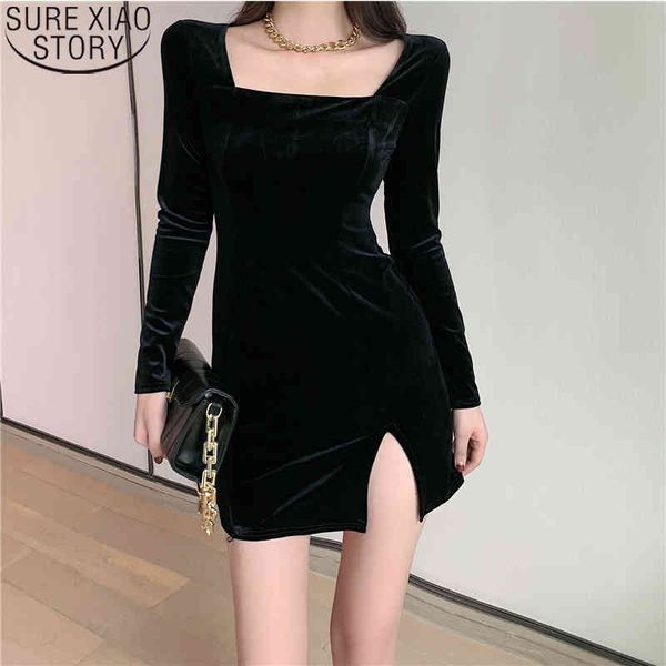 korean style vintage winter square collar mini dresses women slim sheath velvet dress robe mujer 13185 210417, Black;gray
korean style vintage winter square collar mini dresses women slim sheath velvet dress robe mujer 13185 210417, Black;gray