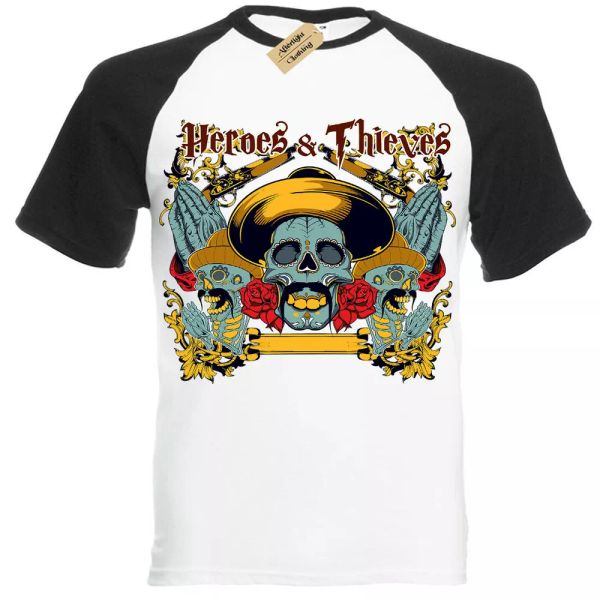 héroes y ladrones camiseta mexicano calaveras español manga corta béisbol, White;black
héroes y ladrones camiseta mexicano calaveras español manga corta béisbol, White;black