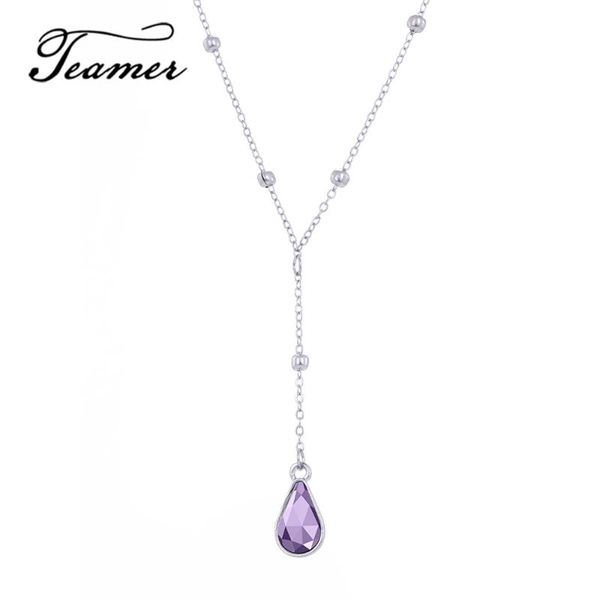 pendant necklaces teamer water drop crystal necklace silver color bead chain minimalism jewelry blue rhinestone charms for girl a128654
pendant necklaces teamer water drop crystal necklace silver color bead chain minimalism jewelry blue rhinestone charms for girl a128654