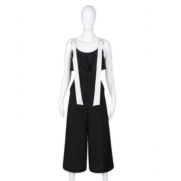 black temperament socialite waist flounced lazy style jumpsuit strap loose slimming wide leg cropped pants women's summer jumpsuits & r, Black;white
black temperament socialite waist flounced lazy style jumpsuit strap loose slimming wide leg cropped pants women's summer jumpsuits & r, Black;white