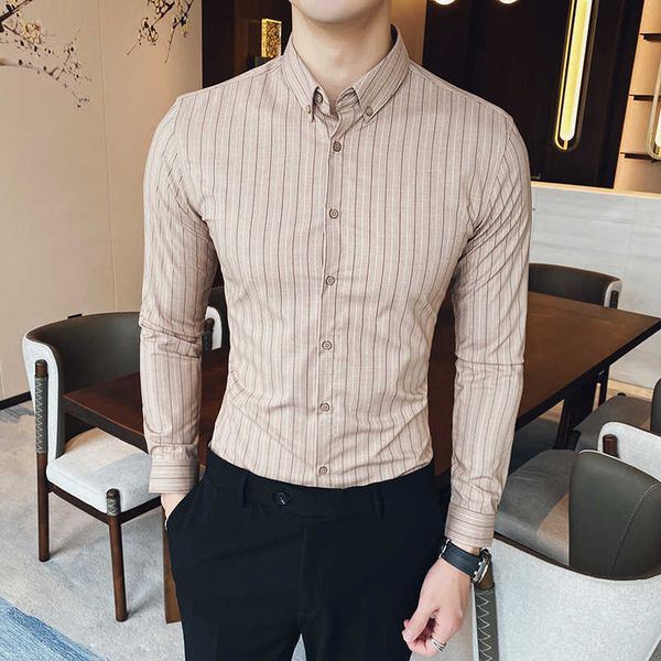 spring striped shirt men long sleeve casual slim dress shirts streetwear social formal business blouse camisa masculina 210527, White;black
spring striped shirt men long sleeve casual slim dress shirts streetwear social formal business blouse camisa masculina 210527, White;black