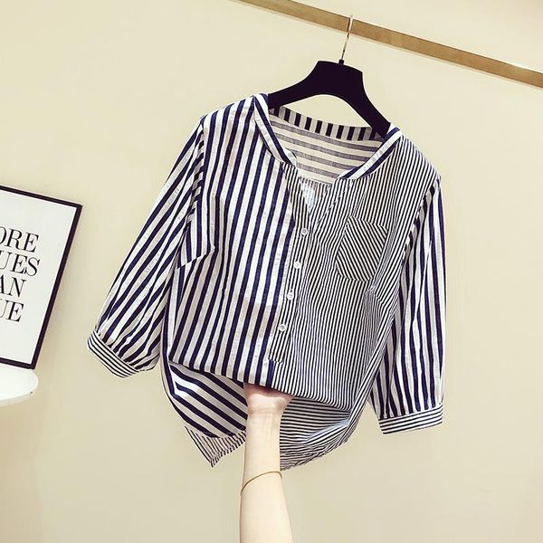 women's blouses & shirts europe style 2021 summer v neck 3/4 sleeves stripe female casual loose shirt blouse a3515, White
women's blouses & shirts europe style 2021 summer v neck 3/4 sleeves stripe female casual loose shirt blouse a3515, White