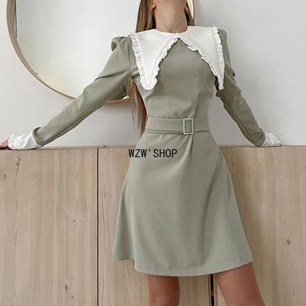 casual dresses tie belt mini women fashion puff sleeve a line dress elegant detachable collar female ladies, Black;gray
casual dresses tie belt mini women fashion puff sleeve a line dress elegant detachable collar female ladies, Black;gray