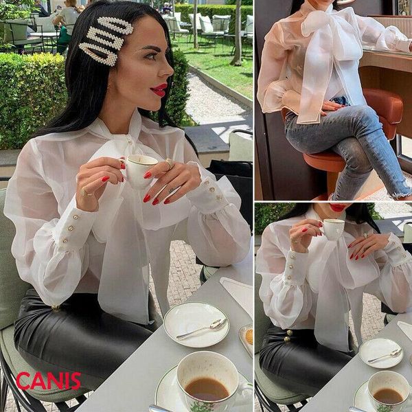 women's blouses & shirts women white puff sleeve shirt mesh sheer see through pullover lace-up bowknot casual ladies blouse transparent
women's blouses & shirts women white puff sleeve shirt mesh sheer see through pullover lace-up bowknot casual ladies blouse transparent