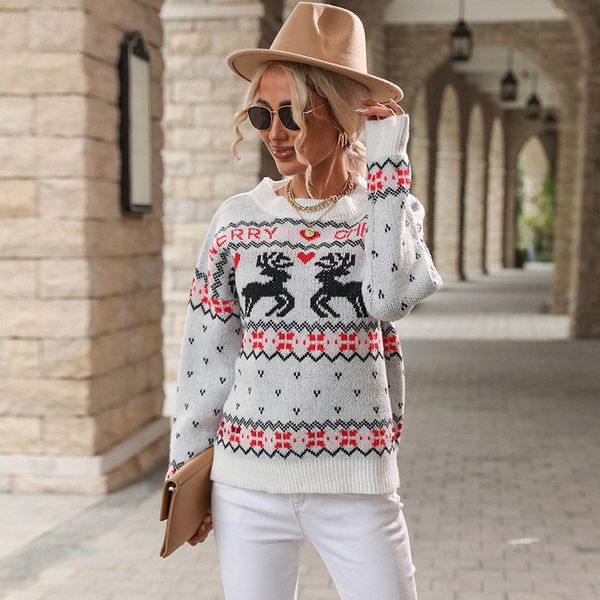 Women's Christmas Sweater Pullover Jumper Knitted Animal Stylish Casual Long Sleeve Sweater Cardigans Crew Neck Fall Winter White, White;black
Women's Christmas Sweater Pullover Jumper Knitted Animal Stylish Casual Long Sleeve Sweater Cardigans Crew Neck Fall Winter White, White;black
