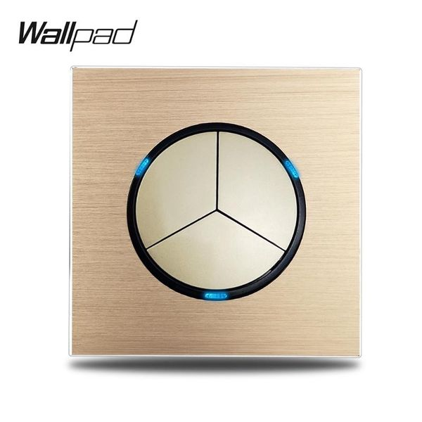 smart home control wallpad gold l6 3 gang triple light switch 1 way 2 brushed aluminum metal plate push return button blue led indicator 
smart home control wallpad gold l6 3 gang triple light switch 1 way 2 brushed aluminum metal plate push return button blue led indicator