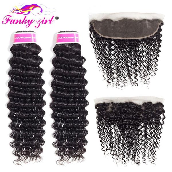 human hair bulks funky girl ear to lace frontal closure with bundles peruvian deep wave 3/4 non remy, Black
human hair bulks funky girl ear to lace frontal closure with bundles peruvian deep wave 3/4 non remy, Black