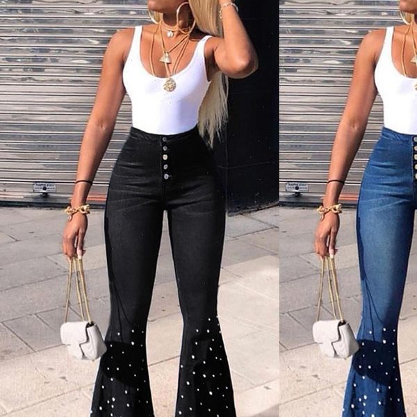 womens women jean high waist flare jeans button tassel pants trousers bell bottom pantalones vaqueros mujer, Blue
womens women jean high waist flare jeans button tassel pants trousers bell bottom pantalones vaqueros mujer, Blue