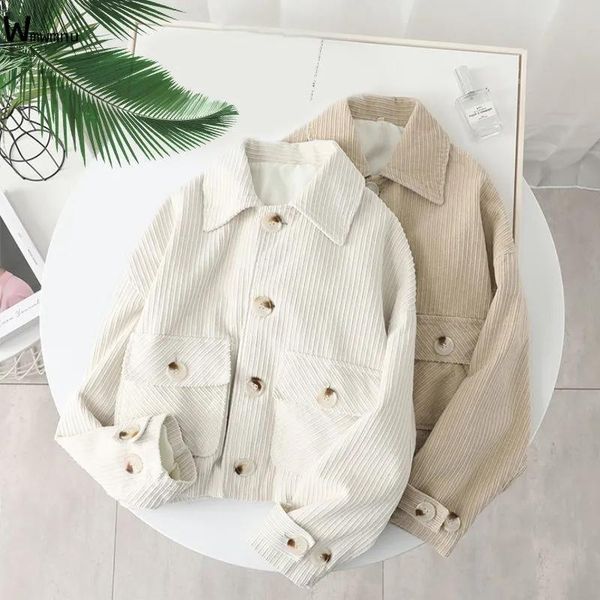 women's jackets casual thicken corduroy jacket women vintage loose long sleeve turndown-collar coat basic solid color pocket outerwear, Black;brown
women's jackets casual thicken corduroy jacket women vintage loose long sleeve turndown-collar coat basic solid color pocket outerwear, Black;brown