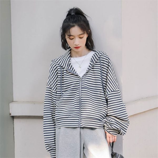 autumn korea fashion women long sleeve loose hoodies all-matched casual cotton striped hooded hoodie short coat m554 210512, Black
autumn korea fashion women long sleeve loose hoodies all-matched casual cotton striped hooded hoodie short coat m554 210512, Black
