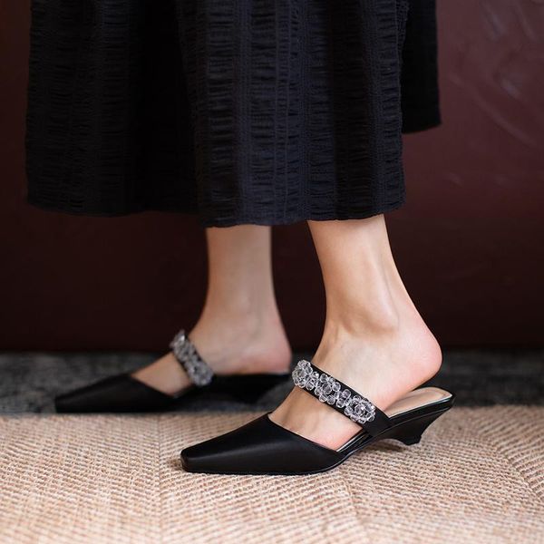 genuine leather slingback wedding party working shoes woman heels elegant women mules square toe high pumps female slippers, Black
genuine leather slingback wedding party working shoes woman heels elegant women mules square toe high pumps female slippers, Black