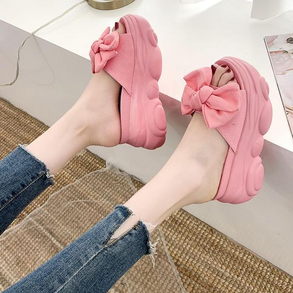 high-heeled shoes lady slippers soft increased internal platform butterfly-knot pink slides fashion slipers women comfort summer, Black
high-heeled shoes lady slippers soft increased internal platform butterfly-knot pink slides fashion slipers women comfort summer, Black