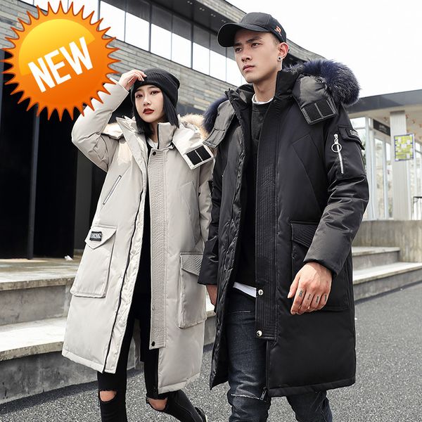 -30 degree couple winter white duck down jacket long keep warm thicken coat men fashion hooded fur collar windbreaker parka, Black
-30 degree couple winter white duck down jacket long keep warm thicken coat men fashion hooded fur collar windbreaker parka, Black