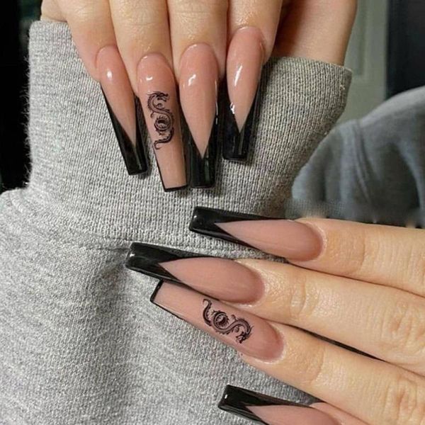 false nails 24pcs/box dragon long coffin detachable ballerina french fake with glue full cover nail tips press on, Red;gold
false nails 24pcs/box dragon long coffin detachable ballerina french fake with glue full cover nail tips press on, Red;gold