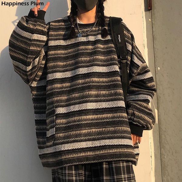 women's sweaters pullovers women men autumn retro striped oversize sweater hip ulzzang bf knit japanese jumper couples, White;black
women's sweaters pullovers women men autumn retro striped oversize sweater hip ulzzang bf knit japanese jumper couples, White;black