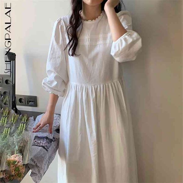 shengpllae minimalist dress women's spring round neck lace loose waist long puff sleeve pleated mid-calf dresses 5c440 210427, White
shengpllae minimalist dress women's spring round neck lace loose waist long puff sleeve pleated mid-calf dresses 5c440 210427, White