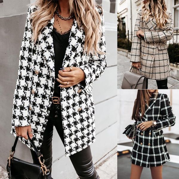 womens wool fashion plaid houndstooth printing long jacket lapel trench coat overcoat winter faux abrigos mujer, Black
womens wool fashion plaid houndstooth printing long jacket lapel trench coat overcoat winter faux abrigos mujer, Black