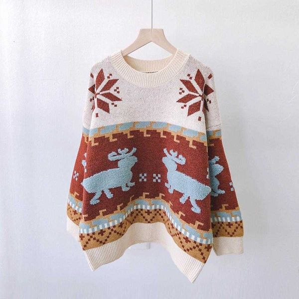 h.sa women sweater and pullovers loose style deer knitwear oversized thick jumpers retro vintage korean sweater jumpers 210716, White;black
h.sa women sweater and pullovers loose style deer knitwear oversized thick jumpers retro vintage korean sweater jumpers 210716, White;black