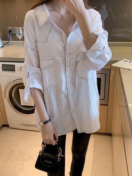 design sense shirt spring and autumn casual loose sweet women's long sleeve blouses & shirts, White
design sense shirt spring and autumn casual loose sweet women's long sleeve blouses & shirts, White