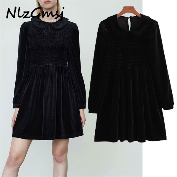 dres vintage black velvet sweet peter pan collar long sleeve a-line mini spring casual vestido 210628, Black;gray
dres vintage black velvet sweet peter pan collar long sleeve a-line mini spring casual vestido 210628, Black;gray