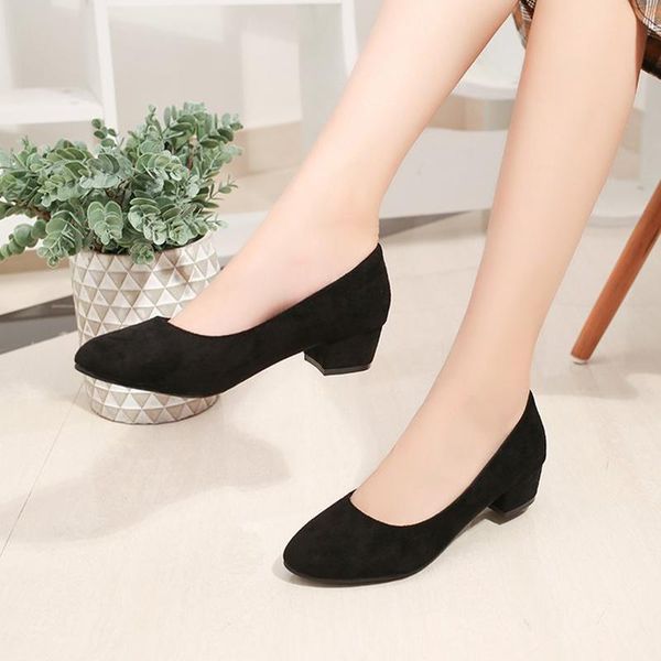women round toe pumps spring fashion med heels casual comfortable shoes flock lady work office slip on daily footwear dress, Black
women round toe pumps spring fashion med heels casual comfortable shoes flock lady work office slip on daily footwear dress, Black