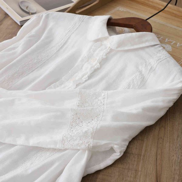 women's blouses & shirts lamtrip lace patchwork ruffles cotton yarn long sleeve shirt blouse vintage soft kur6, White
women's blouses & shirts lamtrip lace patchwork ruffles cotton yarn long sleeve shirt blouse vintage soft kur6, White