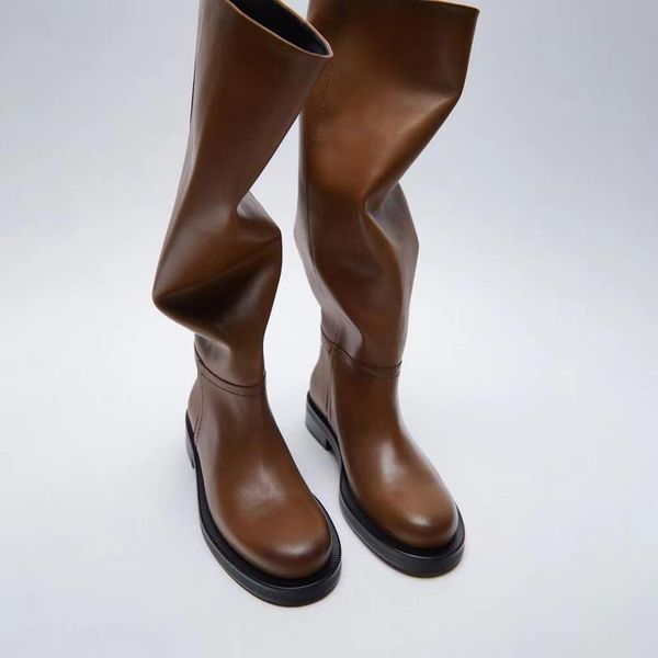 boots autumn women's shoes brown retro cow leather high tube thigh flat women platform, Black
boots autumn women's shoes brown retro cow leather high tube thigh flat women platform, Black