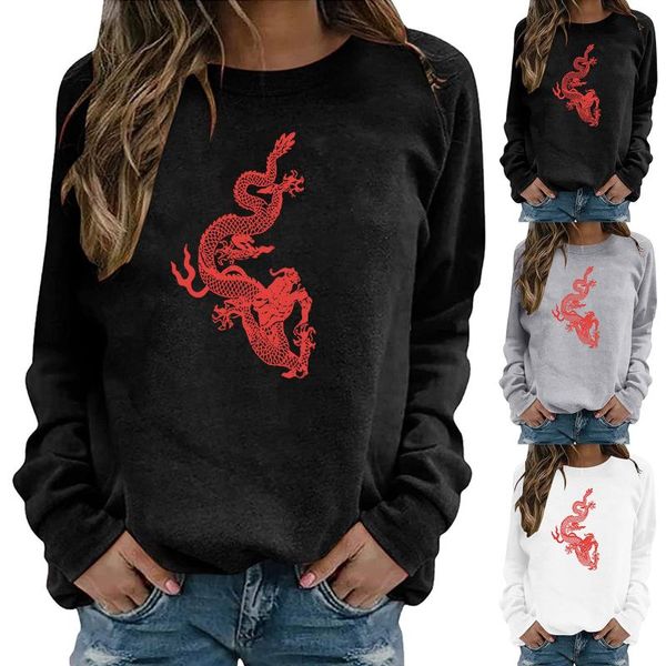 women's hoodies & sweatshirts casual outwear hoodless spring&autumn solid round neck dragon printed pullover sweatshirt blouse, Black
women's hoodies & sweatshirts casual outwear hoodless spring&autumn solid round neck dragon printed pullover sweatshirt blouse, Black