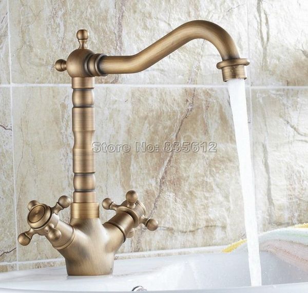 bathroom sink faucets antique brass dual handles deck mounted basin mixer tap single hole vessel faucet swivel spout wnf078
bathroom sink faucets antique brass dual handles deck mounted basin mixer tap single hole vessel faucet swivel spout wnf078