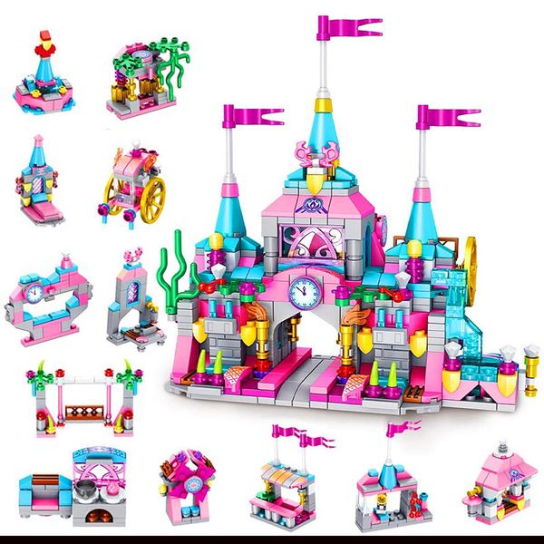 566 pcs 12 in 1 princess city house castle building blocks creator bricks toys girls juguetes kids blocks sets for girls