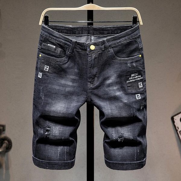 men clothing jeans shorts straight vintage wash ripped hole denim five points pants fashion letter embroidery male apparel men's, White;black
men clothing jeans shorts straight vintage wash ripped hole denim five points pants fashion letter embroidery male apparel men's, White;black