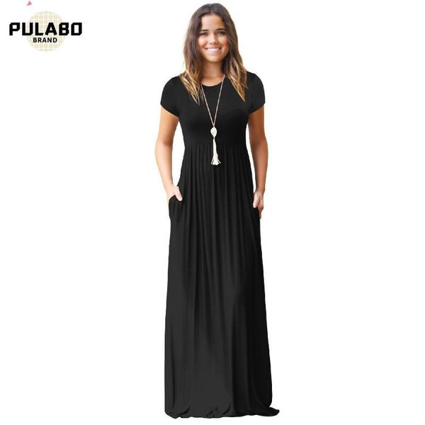 spring summer floor length dress women o neck casual pockets short sleeve loose party vestido longo de festa dresses, Black;gray
spring summer floor length dress women o neck casual pockets short sleeve loose party vestido longo de festa dresses, Black;gray