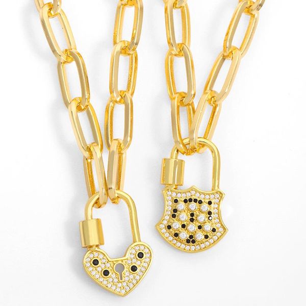 pendant necklaces flola chunky thick chain heart padlock necklace for women gold curb oval lock cz pave punk jewelry nket16, Silver
pendant necklaces flola chunky thick chain heart padlock necklace for women gold curb oval lock cz pave punk jewelry nket16, Silver