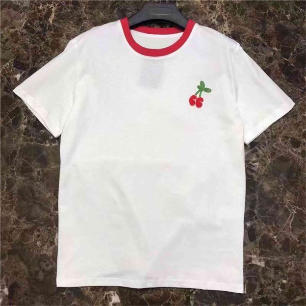 women's t-shirt 2021 short female summer pure cotton embroidered european cherry and american street fashion shirt, White
women's t-shirt 2021 short female summer pure cotton embroidered european cherry and american street fashion shirt, White